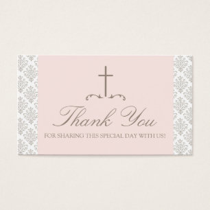 Damask Pink & Creme mit Cross-FAVOR CARD