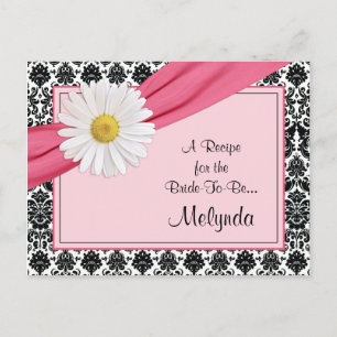 Damask Pink Daisy Rezept Card für die Braut Postkarte