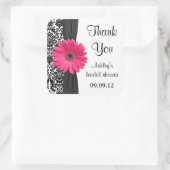 Damask Pink Daisy Wedding Brautparty Vielen Dank Quadratischer Aufkleber (Tasche)