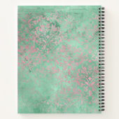 Damask Pink Mint Green Baby Showbook Notizblock (Rückseite)