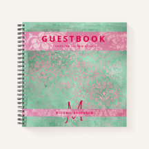Damask Pink Mint Green Baby Showbook