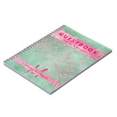 Damask Pink Mint Green Baby Showbook Notizblock (Linke Seite)