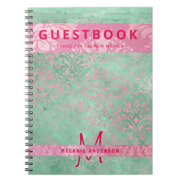 Damask Pink Mint Green Baby Showbook Notizblock