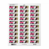 Damask Pink Monogram Foto Wedeladressen Labels (Vorne)