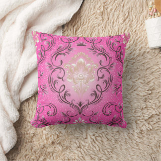 Damask Pink Square Kissen