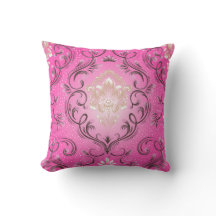 Damask Pink Square Kissen