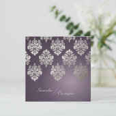 Damask/plum/Imitate Einladungen zur Silberhochzeit (Stehend Vorderseite)