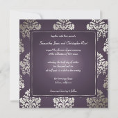 Damask/plum/Imitate Einladungen zur Silberhochzeit (Rückseite)
