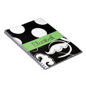 Damask, Polka Dots, Schwarz und Weiß, Ihr Name Notizblock (Rechte Seite)