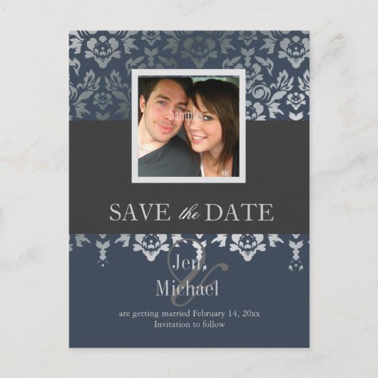 Damask, Postkarten mit Save the Date Foto, (Vorderseite)