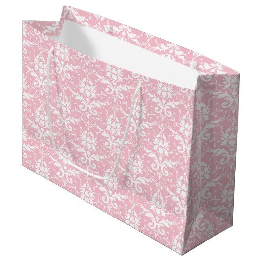 Damask Print Large Gift Bag Große Geschenktüte (Vorderseite Schrägansicht)