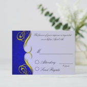 Damask Quarter Blue Repcard RSVP Karte (Stehend Vorderseite)