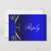 Damask Quarter Blue Repcard RSVP Karte (Rückseite)