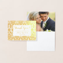 Damask Real Gold Foil Wedding Foto Vielen Dank