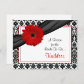 Damask Red Gerber Daisy Rezept Card für die Braut Postkarte (Vorne/Hinten)