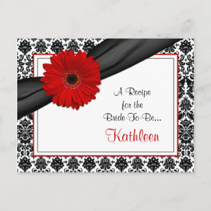 Damask Red Gerber Daisy Rezept Card für die Braut Postkarte