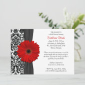 Damask Red Gerbera Daisy Recipe Brautparty Einladung (Stehend Vorderseite)