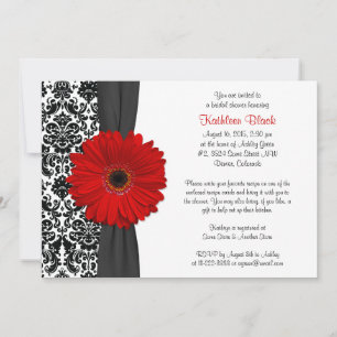 Damask Red Gerbera Daisy Recipe Brautparty Einladung