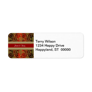Damask Red Gold, Gold Chain Wedding Rücksendeadres