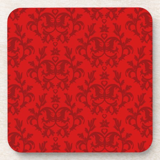 Damask red "Kangaroo Paws" Set von 6 Untersetzer (Vorderseite)