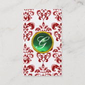 DAMASK RED MONOGRAM Edelweiß Visitenkarte (Rückseite)