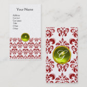 DAMASK RED MONOGRAM Perle Visitenkarte (Vorne/Hinten)