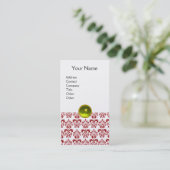 DAMASK RED MONOGRAM Perle Visitenkarte (Stehend Vorderseite)