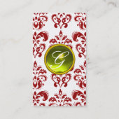 DAMASK RED MONOGRAM Perle Visitenkarte (Rückseite)