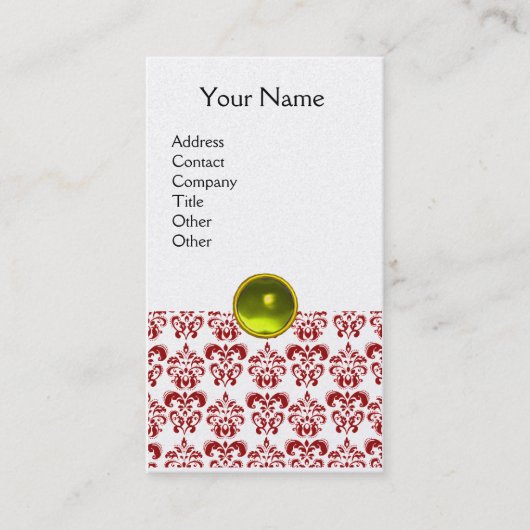 DAMASK RED MONOGRAM Perle Visitenkarte (Vorderseite)