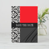 Damask Red Save the Date Card (Stehend Vorderseite)