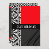 Damask Red Save the Date Card (Vorne/Hinten)
