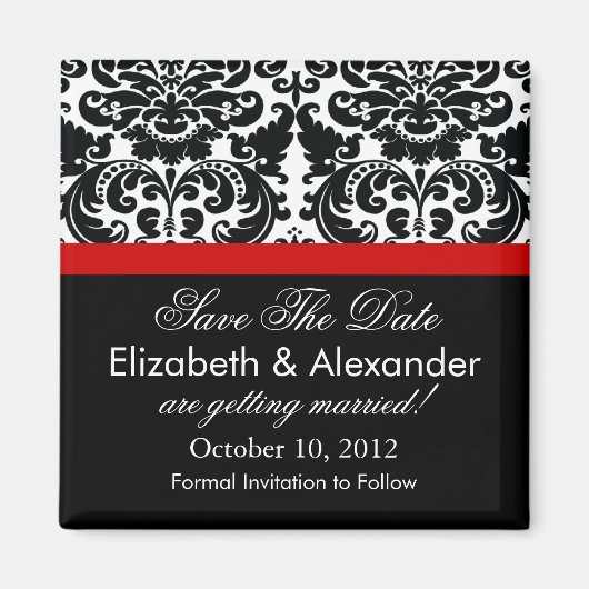 Damask Red Save the Date Magnet (Vorne)