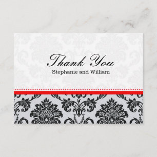 Damask Red Wedding Danke-Card Dankeskarte