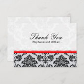 Damask Red Wedding Danke-Card Dankeskarte (Vorne/Hinten)