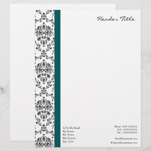 Damask Regal Briefbogen (Vorne/Hinten)