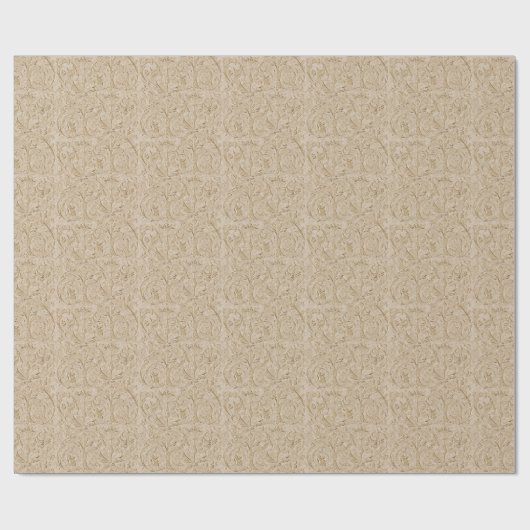 Damask Renaissance Sepia Acanthus Leaf Geschenkpapier (Flach)