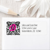 Damask Return Address Label mit rosa Initial (Insitu)