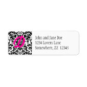 Damask Return Address Label mit rosa Initial (Vorne)