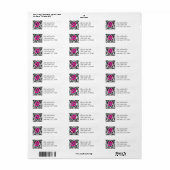 Damask Return Address Label mit rosa Initial (Vorne)