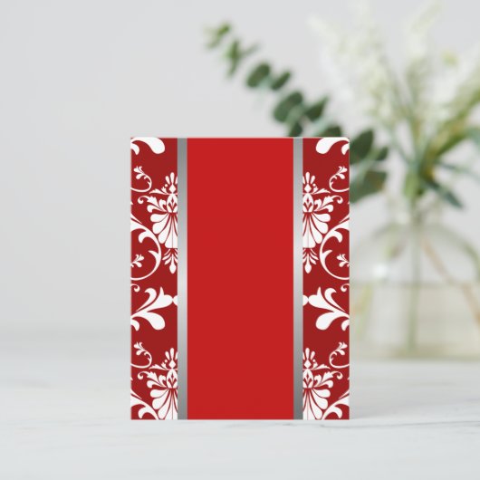 Damask & Ribbon Hochzeitseinladung Einladung (Stehend Vorderseite)