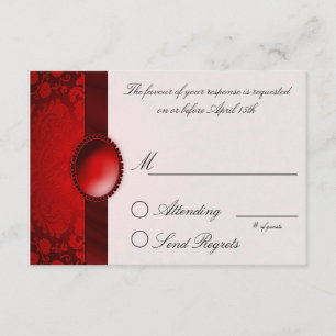 Damask Ribbon Red Repair Card RSVP Karte