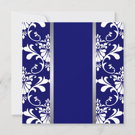 Damask & Ribbon Wedding Einladung (Vorderseite)