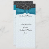 Damask Ribbon Wrapped Order of Service - Aquamarin Programm (Vorne/Hinten)