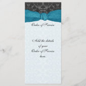 Damask Ribbon Wrapped Order of Service - Aquamarin Programm (Vorderseite)