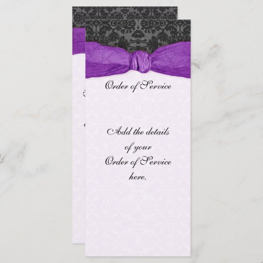 Damask Ribbon Wrapped Order of Service - Lila Programm (Vorne/Hinten)