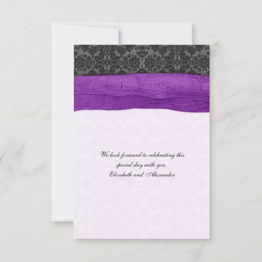 Damask Ribbon Wrapped UAWG - Lila RSVP Karte (Rückseite)