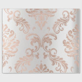 Damask Rose Gold Metallic Gray Ombre Hütte Geschenkpapier (Flach)