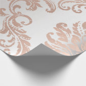 Damask Rose Gold Metallic Gray Ombre Hütte Geschenkpapier (Ecke)