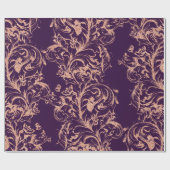 Damask Rose Gold Royal Lila Antonietta Hütte Geschenkpapier (Flach)