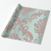 Damask Rose Gold Royal Metallic Glitzer Geschenkpapier (Ungerollt)